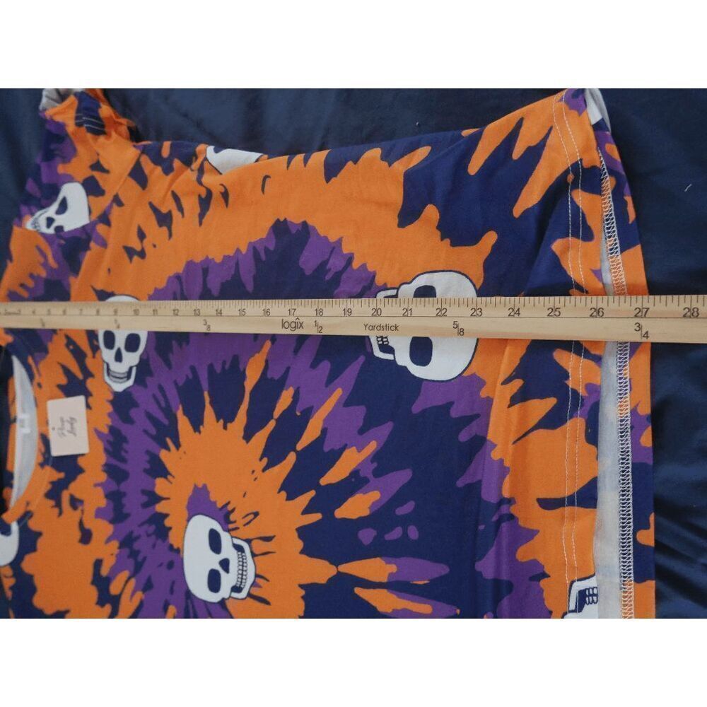 Women's Skull Print Tie-die Orange & Purple T-Shirt Size L - Picture 6 of 7